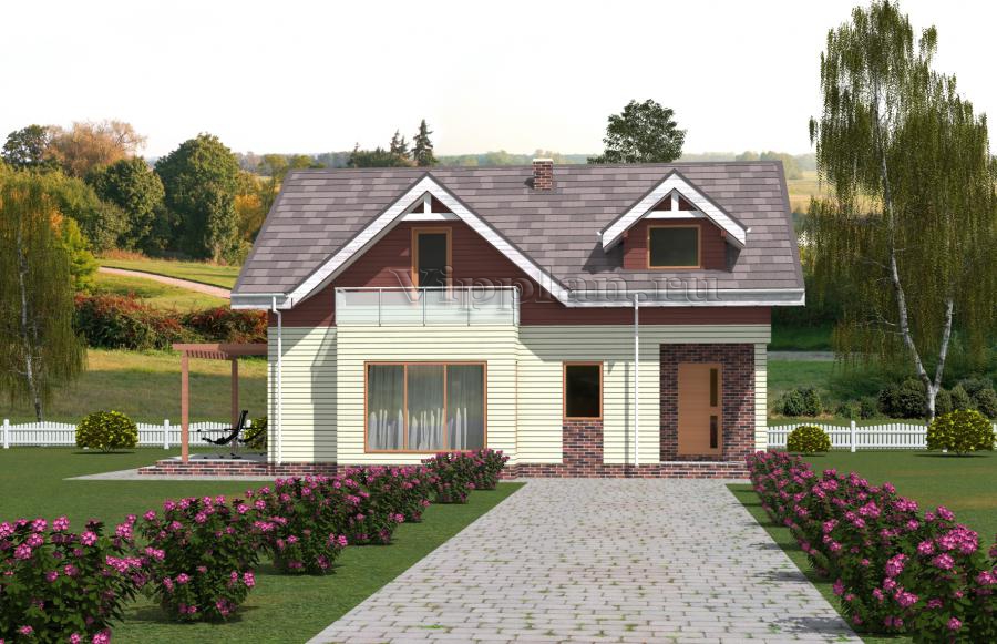 Дом с мансардой и террасой