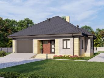 Проект одноэтажного дома с террасой и гаражом