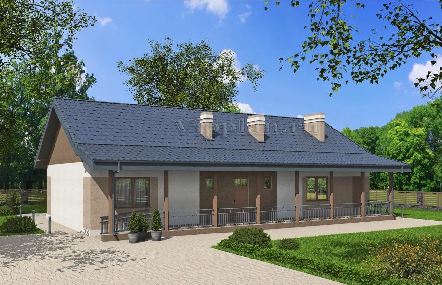 Одноэтажный дом с террасой