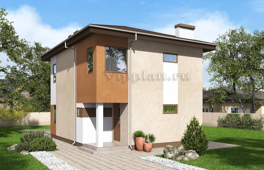 Двухэтажный дом с террасой и балконом