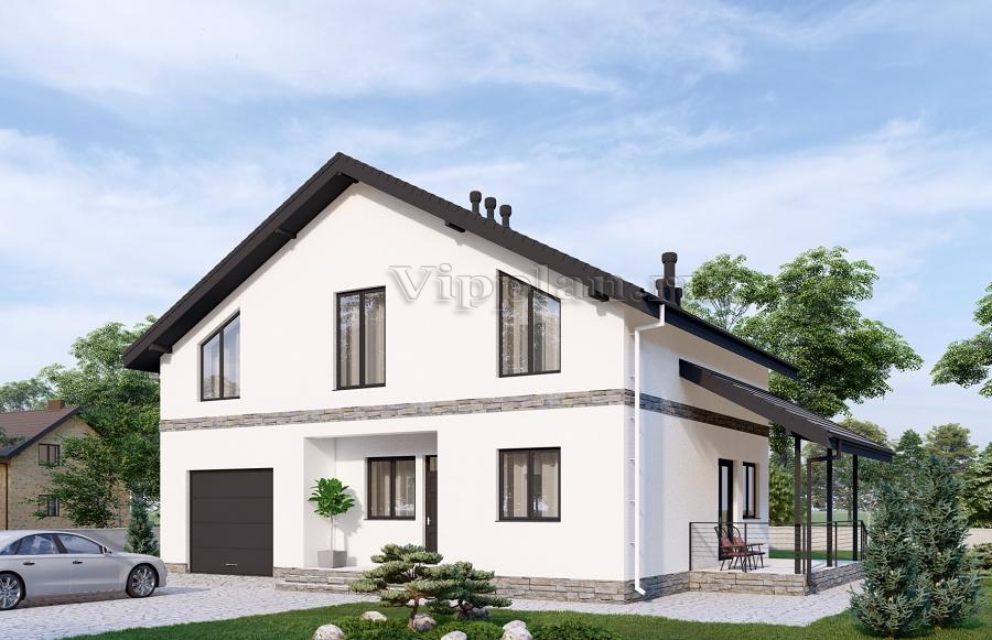 Одноэтажный дом с мансардой, гаражом и кабинетом