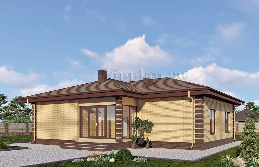 Одноэтажный дом с верандой и с двумя спальнями